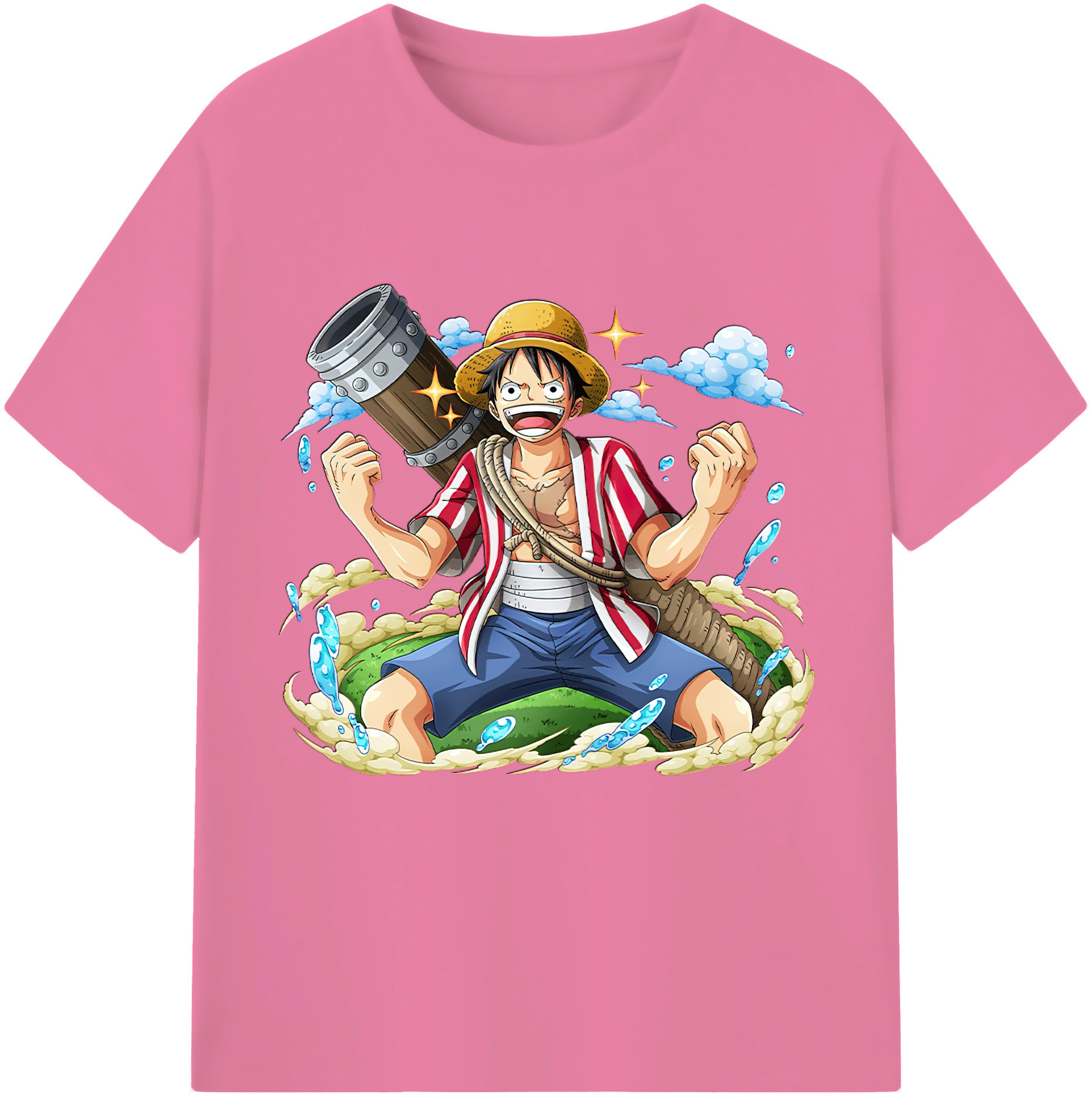 ワンピース モンキー・D・ルフィ ONE PIECE Monkey D. Luffy 綿100％半袖Tシャツ（フロントプリント）